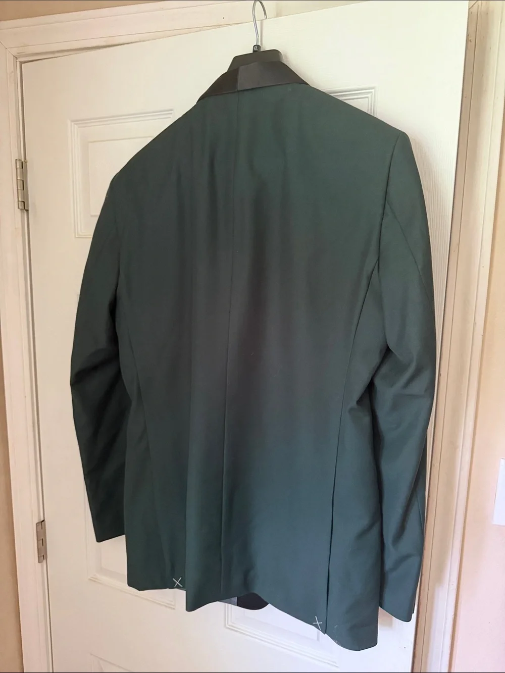 Slim Green Men's Tuxedo Blazer with Black Satin Lapel